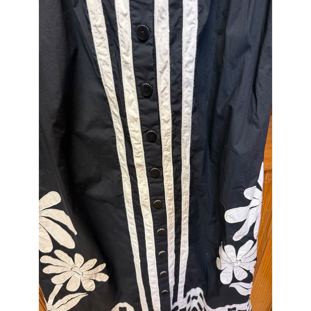 Farm Rio Black White Floral Embroidered Button Front Maxi Dress Medium 329136 - Picture 9 of 17